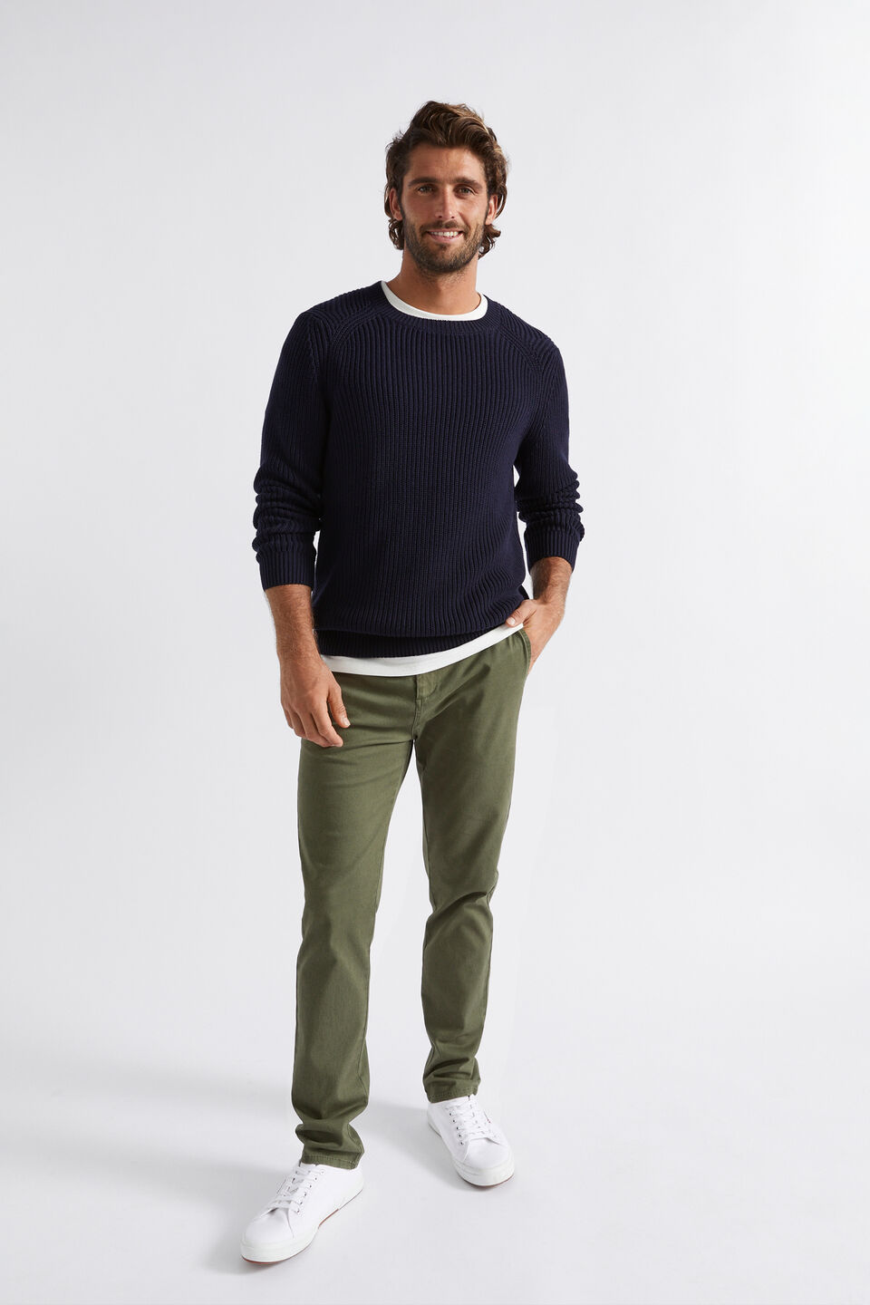 Raglan Knit Sweater  Midnight Blue