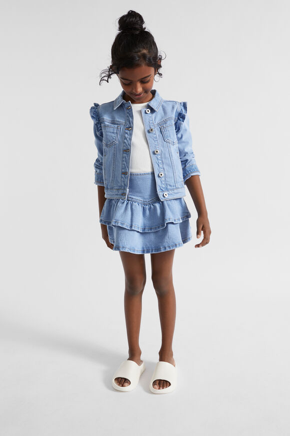 Denim Frill Skirt  Clean Blue Wash  hi-res