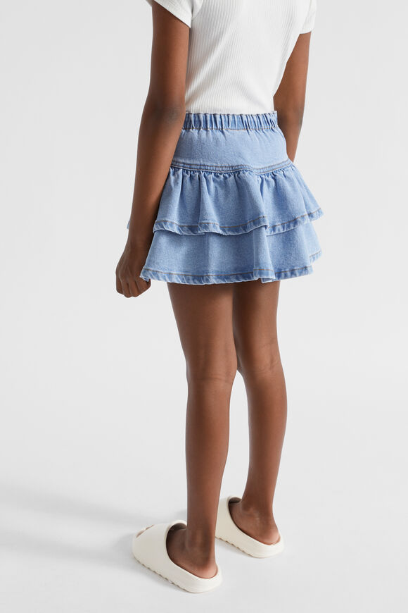 Denim Frill Skirt  Clean Blue Wash  hi-res