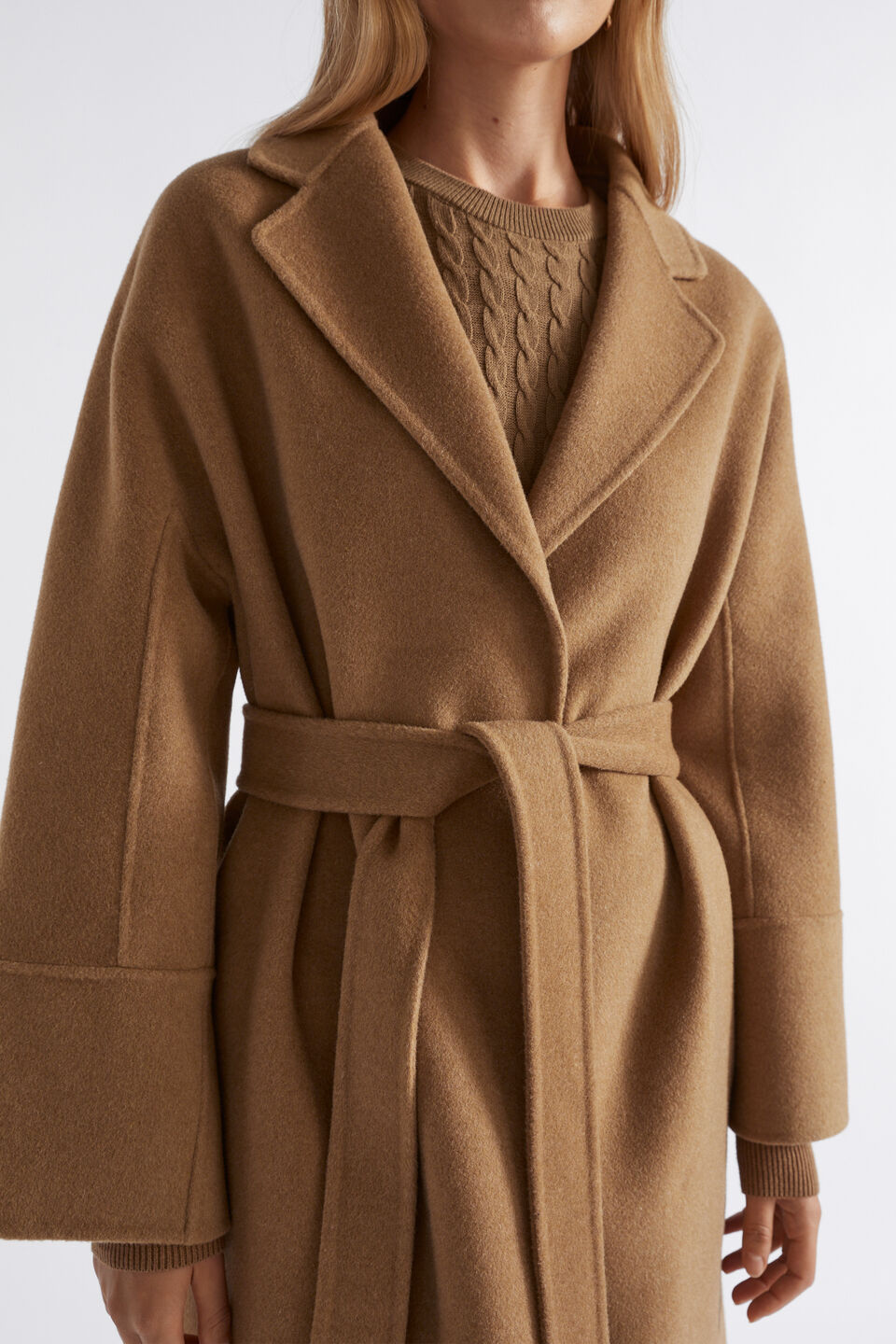 Wool Blend Relaxed Coat  Deep Brass