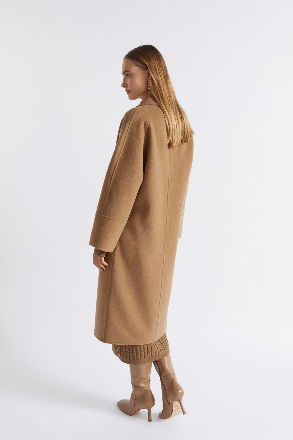 Wool Blend Relaxed Coat  Deep Brass