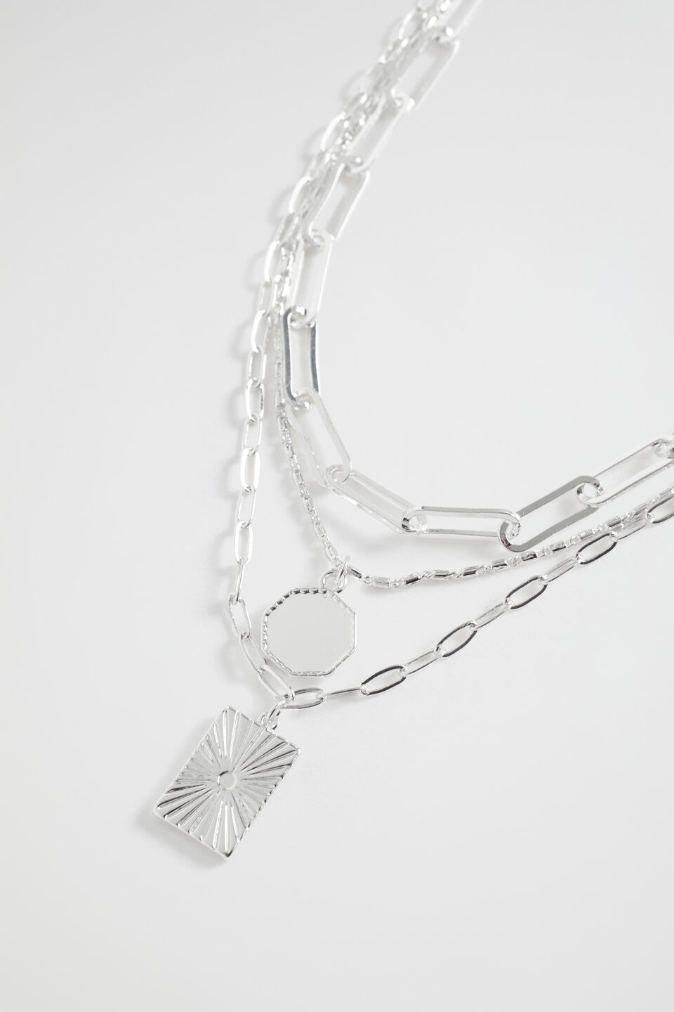 Layered Beam Necklace  Silver