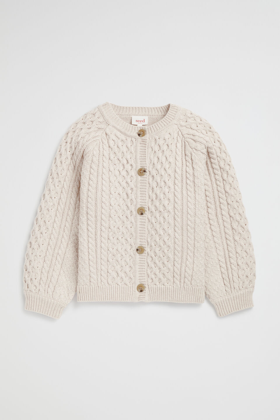 Cable Knit Cardi  Oat Marle