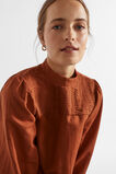 Linen Blend Pintuck Blouse  Burnt Brick  hi-res