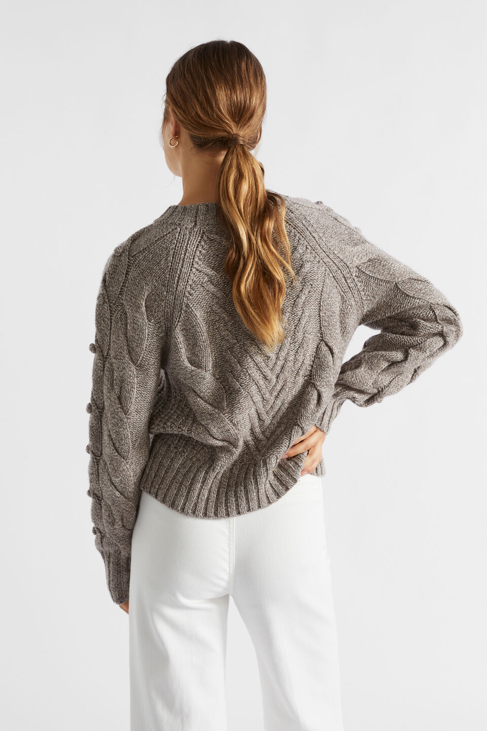 Twist Pom Pom Cable Knit  Hazel Vanilla Twist
