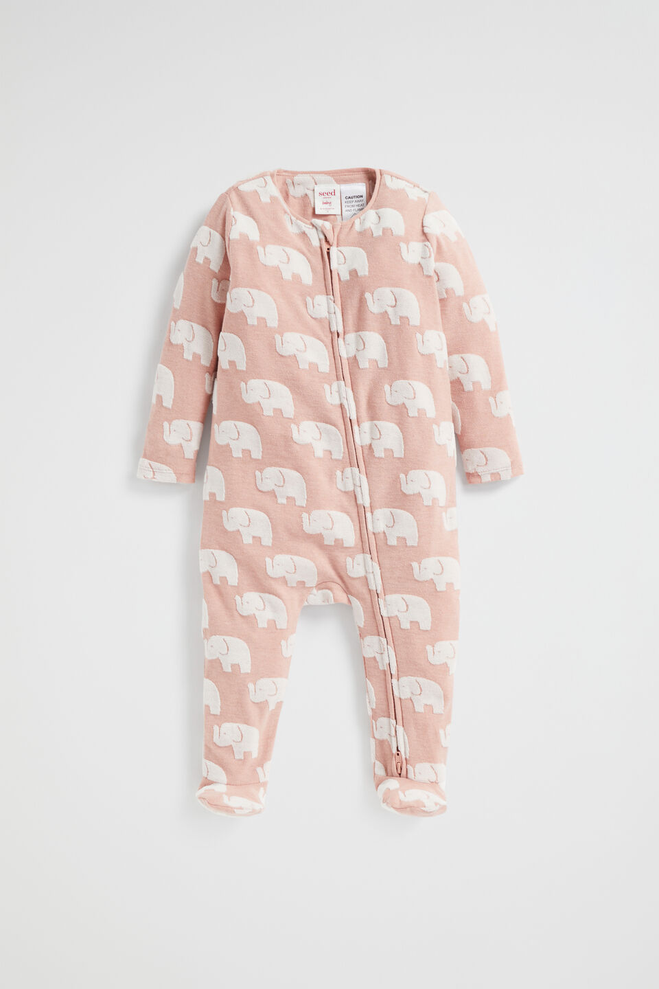 Elephant Jacquard Zipsuit  Chalk Pink
