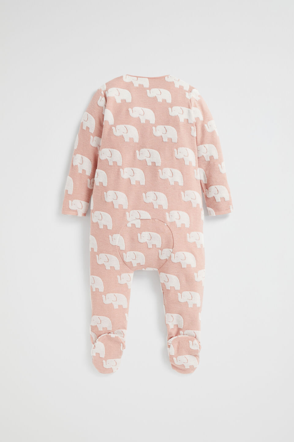 Elephant Jacquard Zipsuit  Chalk Pink