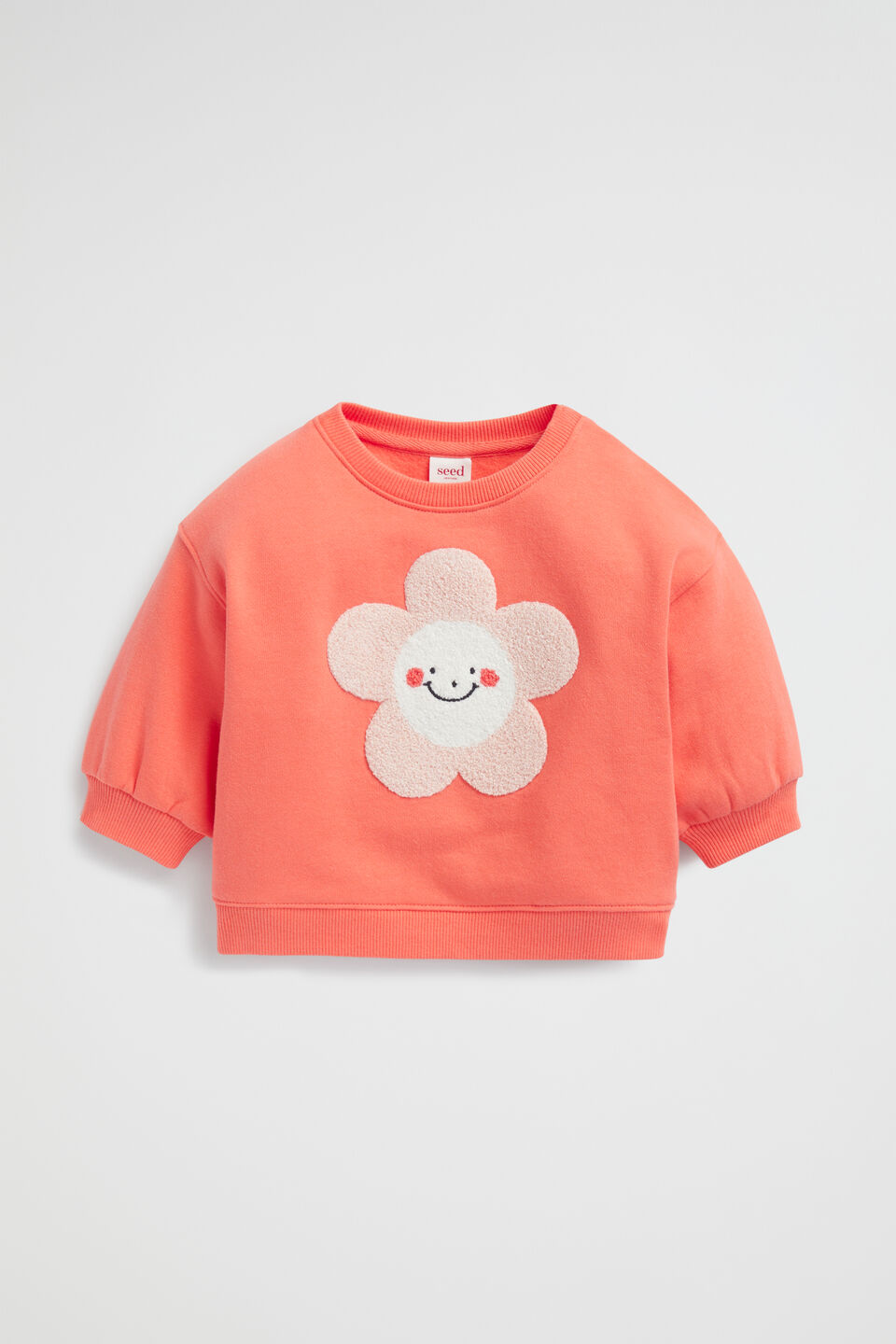 Chenille Flower Sweat  Coral
