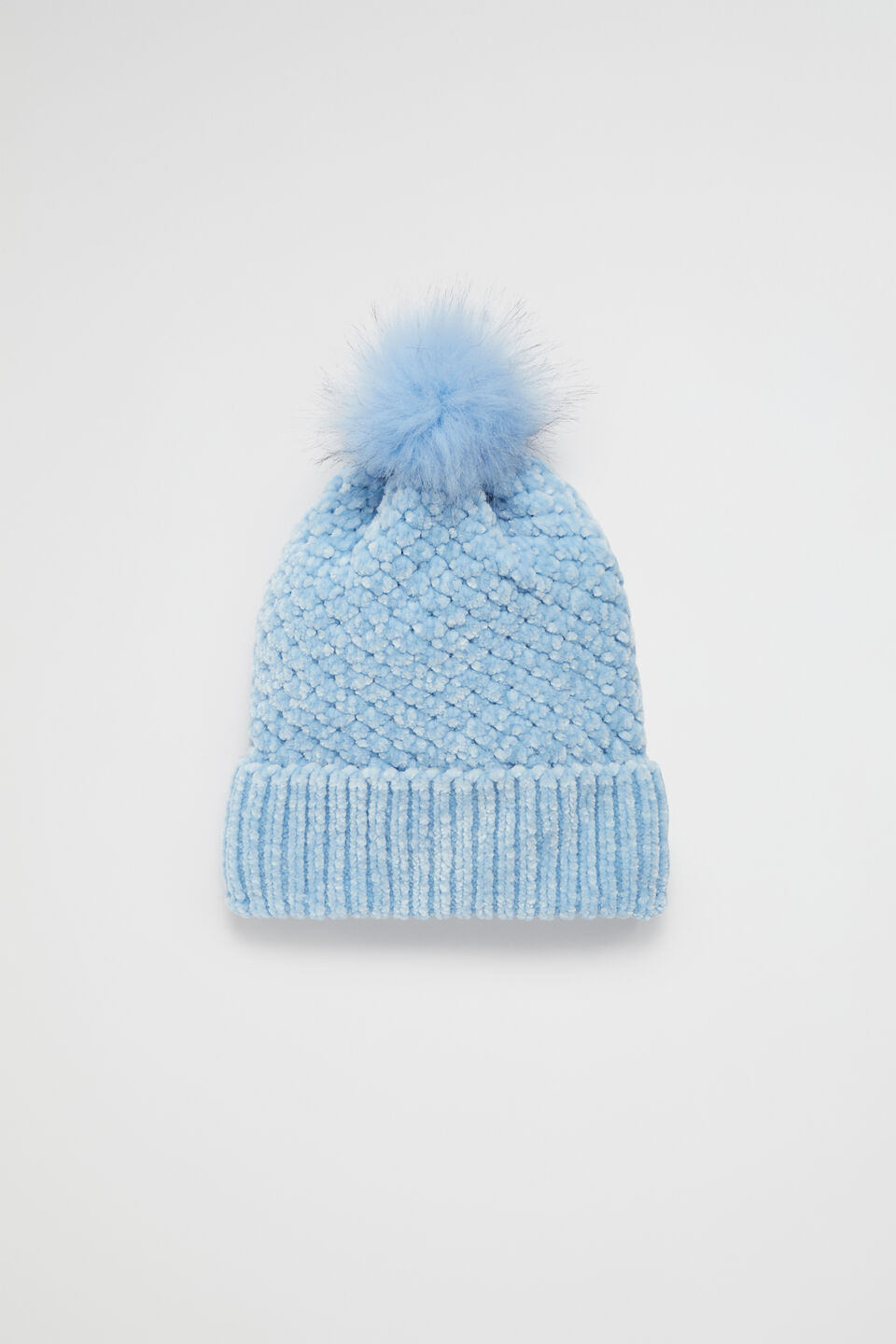Velvet Chenille Beanie  Pale Blue