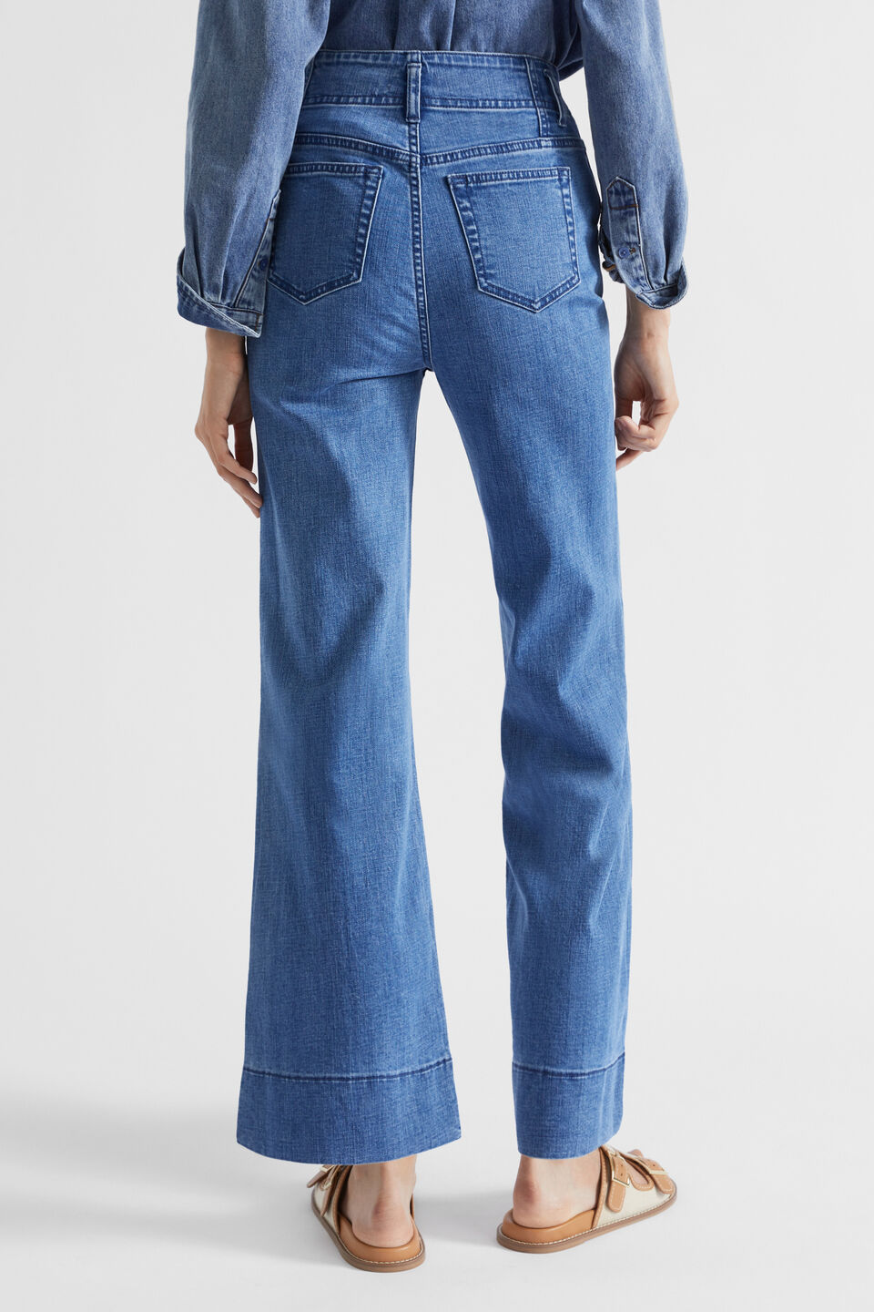 Waisted Wide Leg Jean  Ultramarine Wash