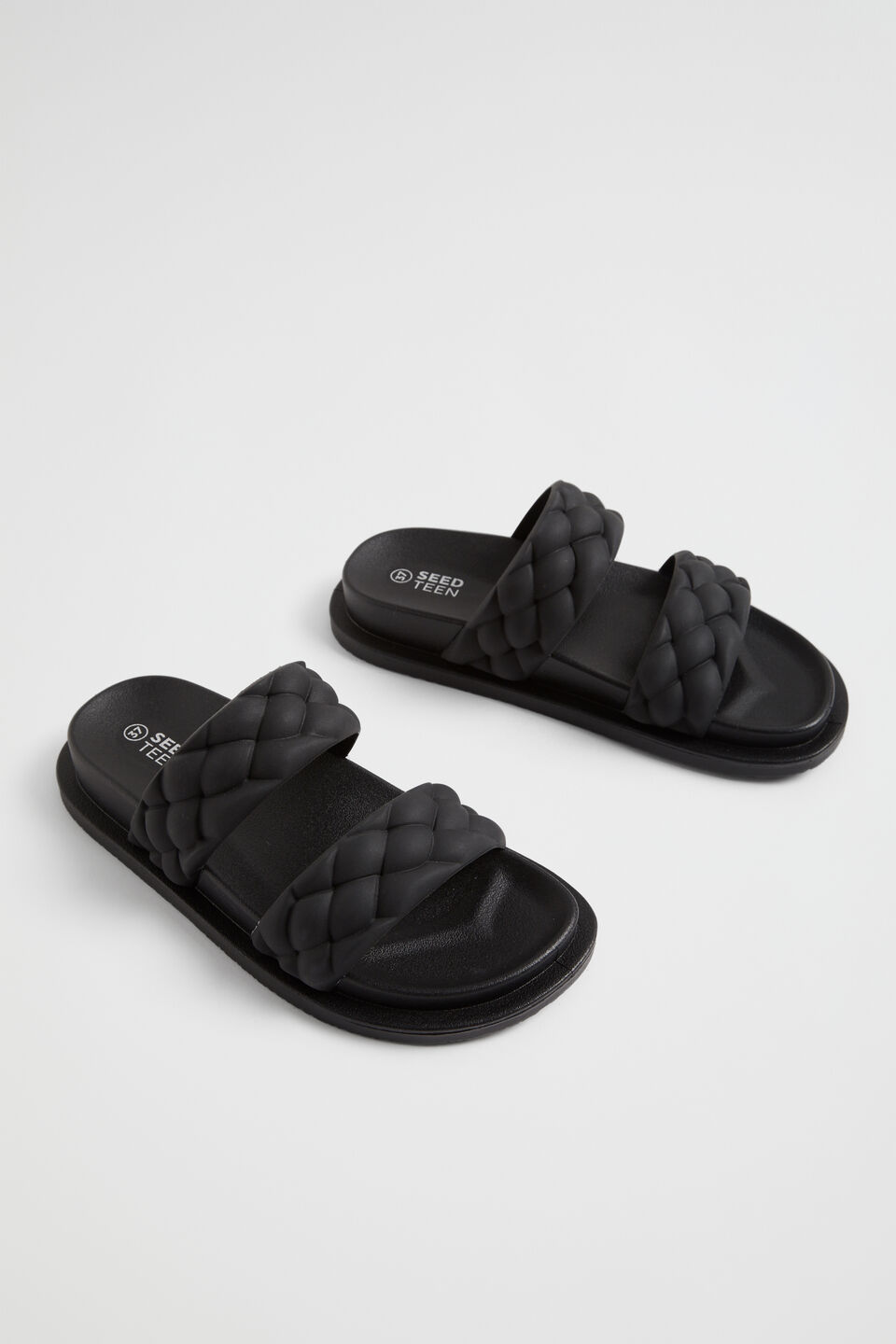 Plait Rubber Slide  Black