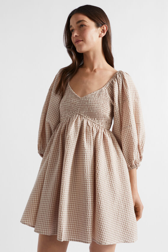 Textured Gingham Mini Dress  Cookie Gingham  hi-res