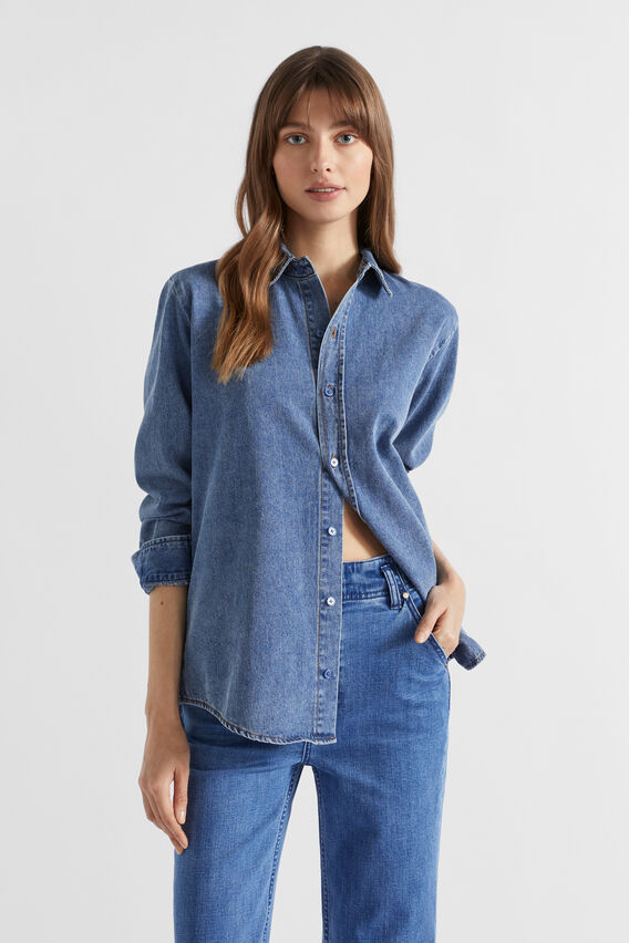 Denim Button Down Shirt  Ultramarine Wash  hi-res