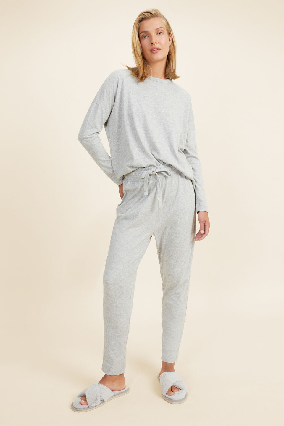 Jersey Pyjama Top  Grey Marle