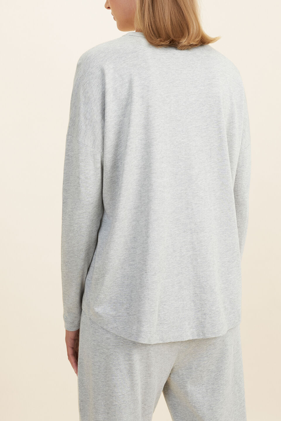Jersey Pyjama Top  Grey Marle