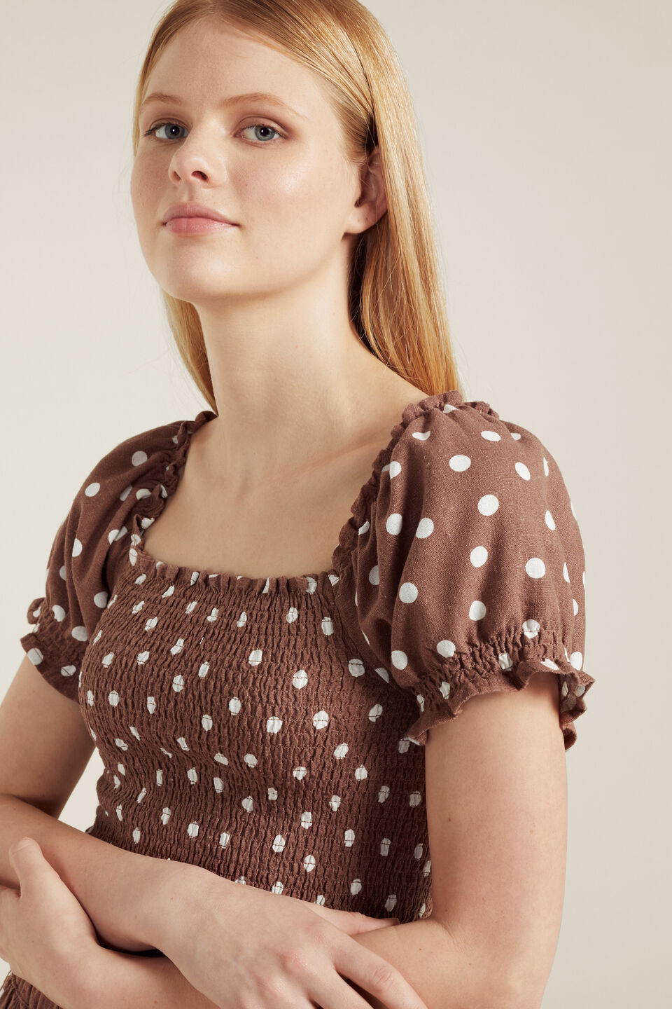 Linen Smocked Top  