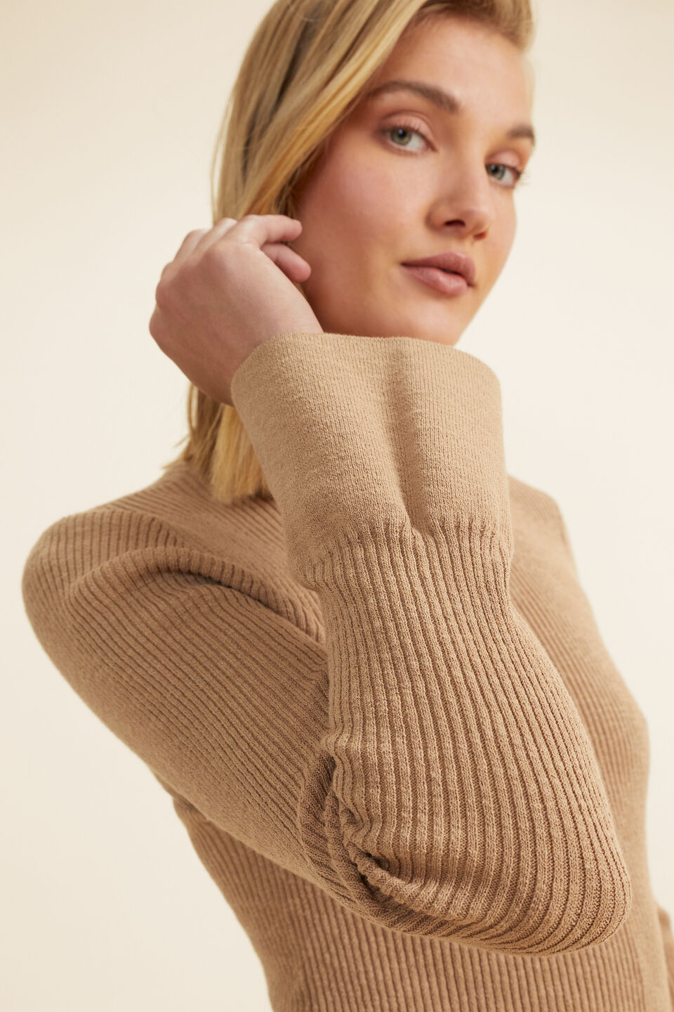 Boucle Rib Midi Dress  Deep Chai