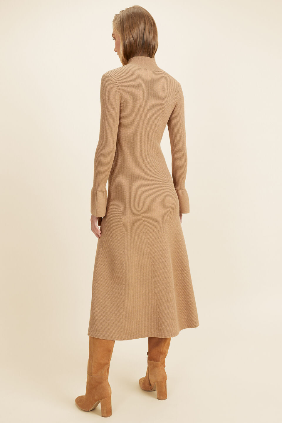 Boucle Rib Midi Dress  Deep Chai