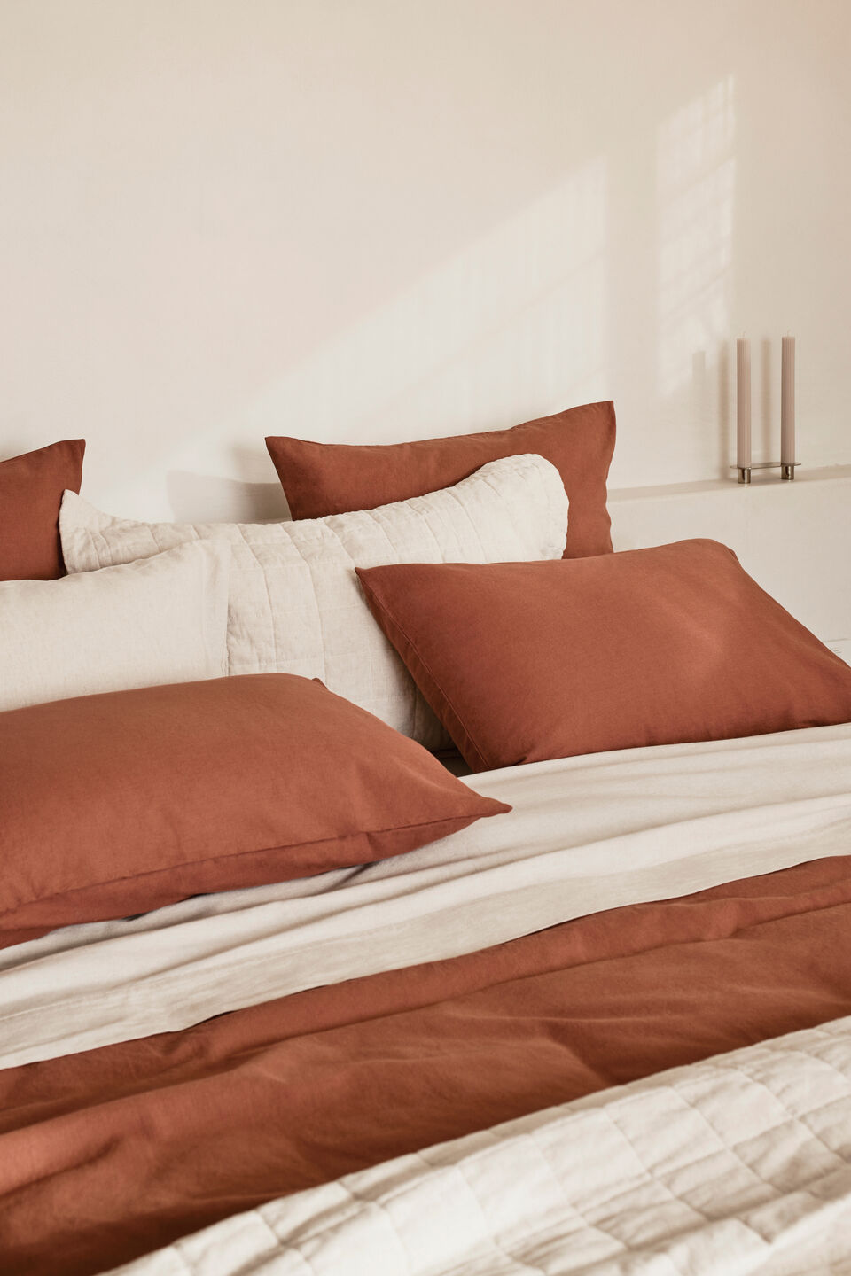 Alba Standard Pillowcase  Burnt Brick
