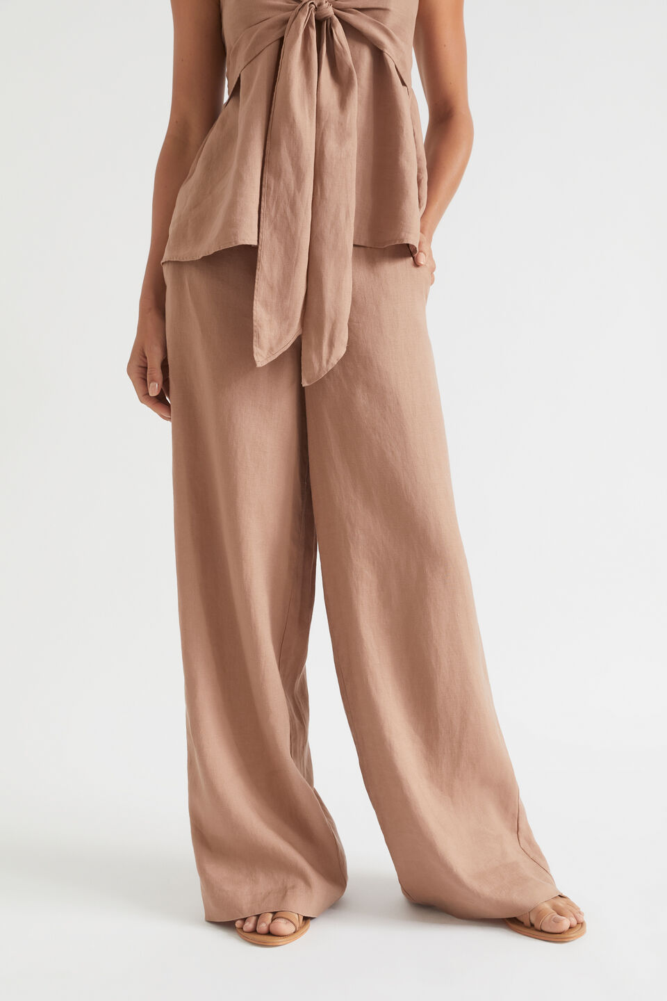Core Linen Waisted Pant  Rose Taupe