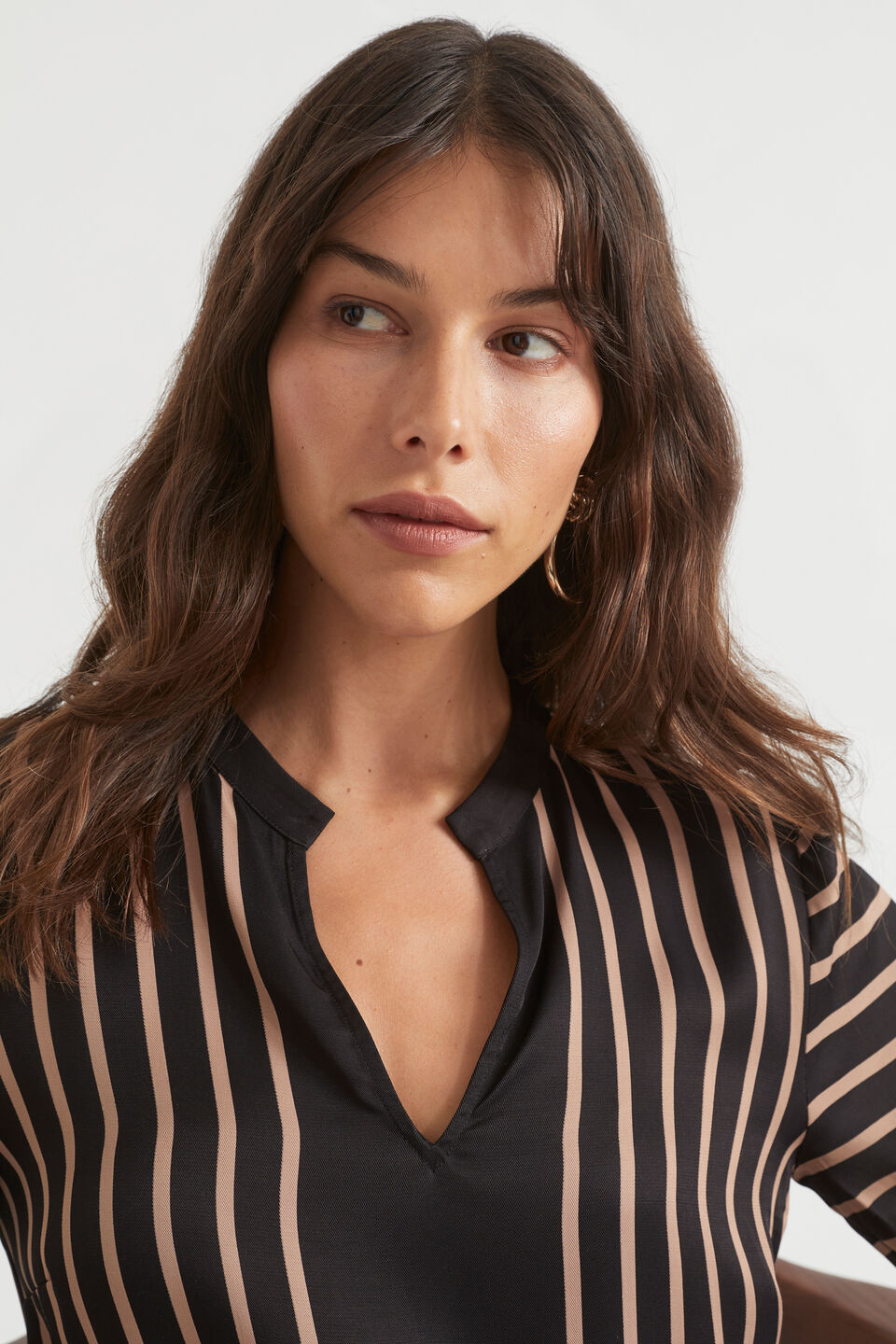 Linear Shift Dress  Rose Taupe Geo