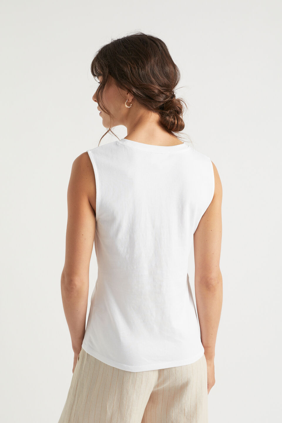 Twist Front Cut Out Tank  Whisper White