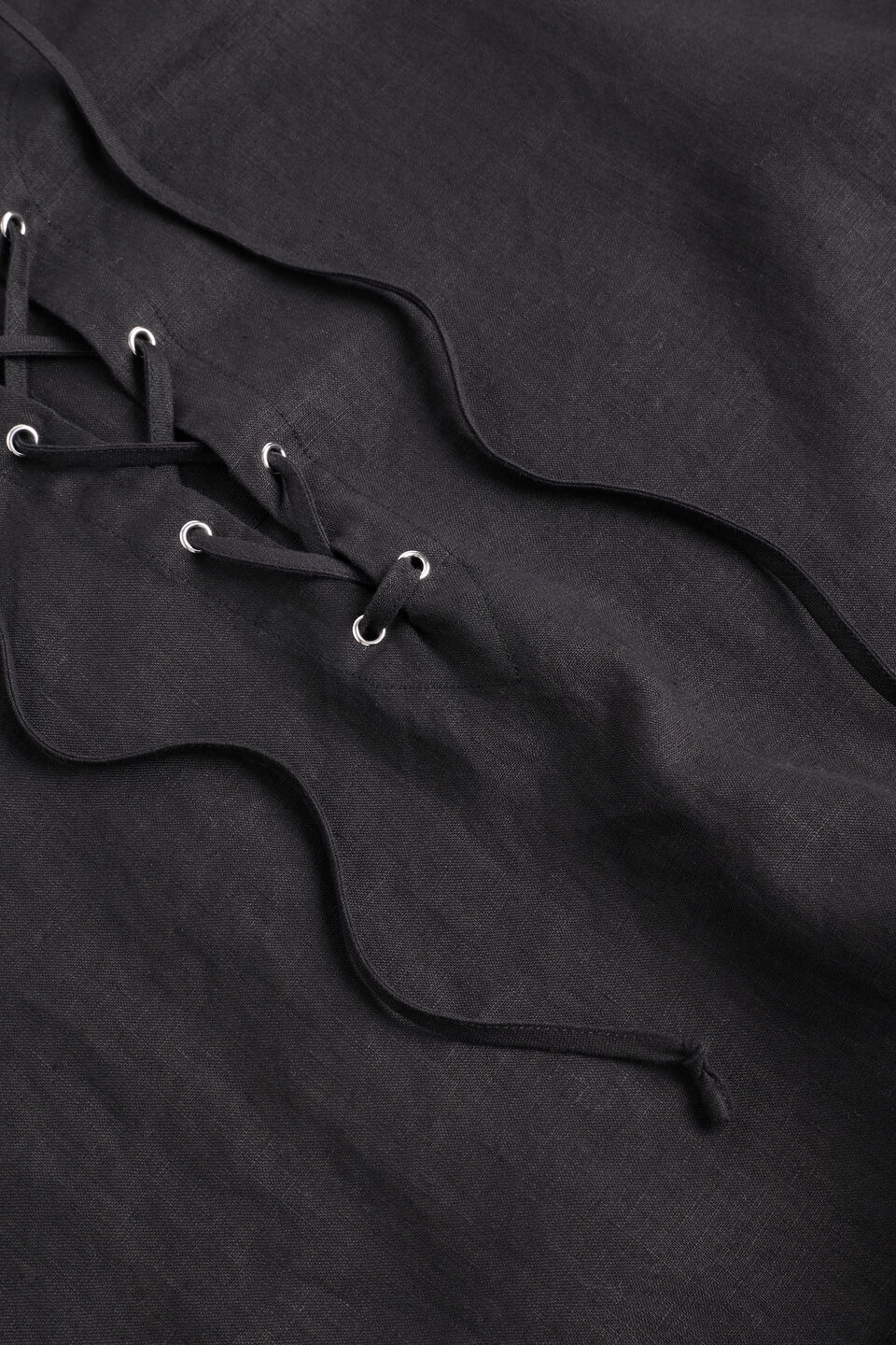 Linen Tie Up Kaftan  Black