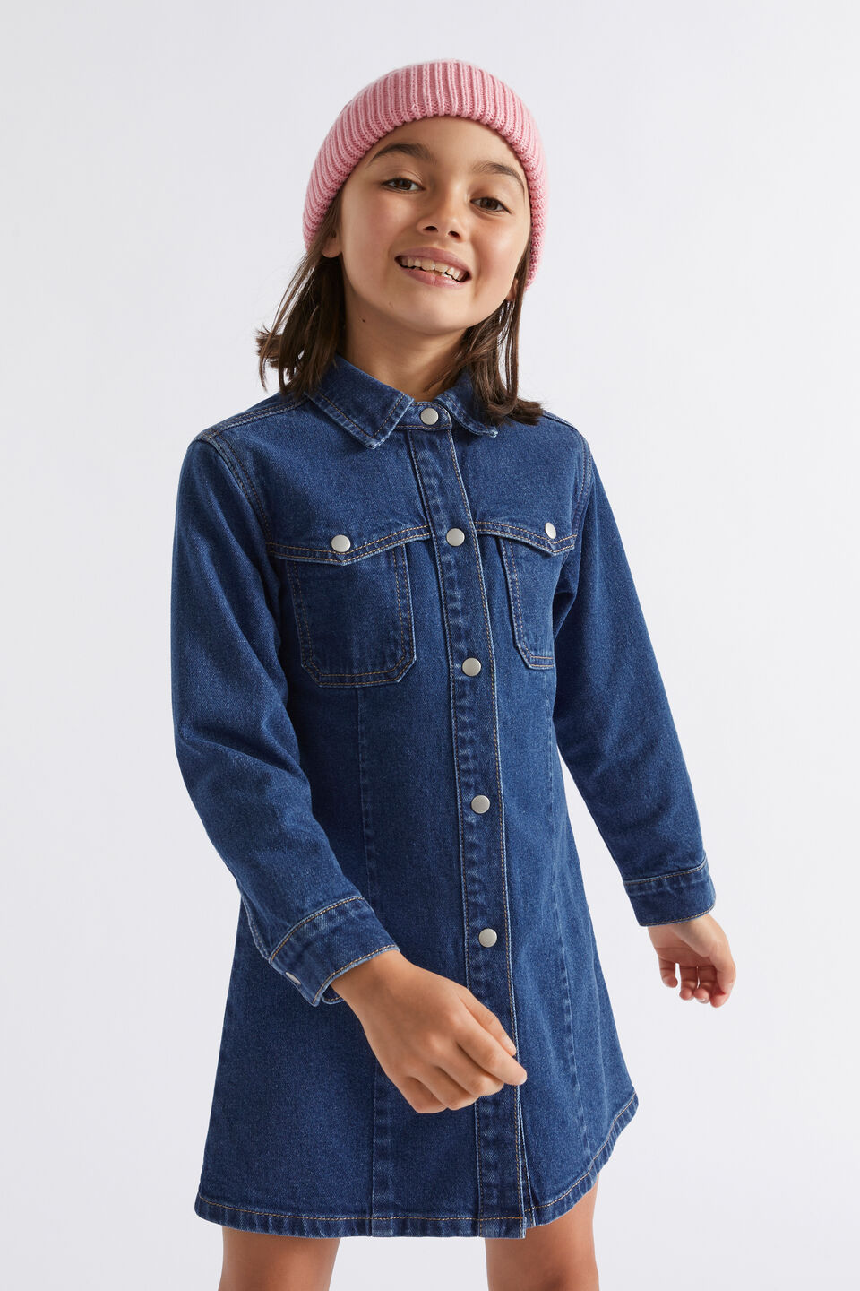 Collared Denim Dress  Indigo
