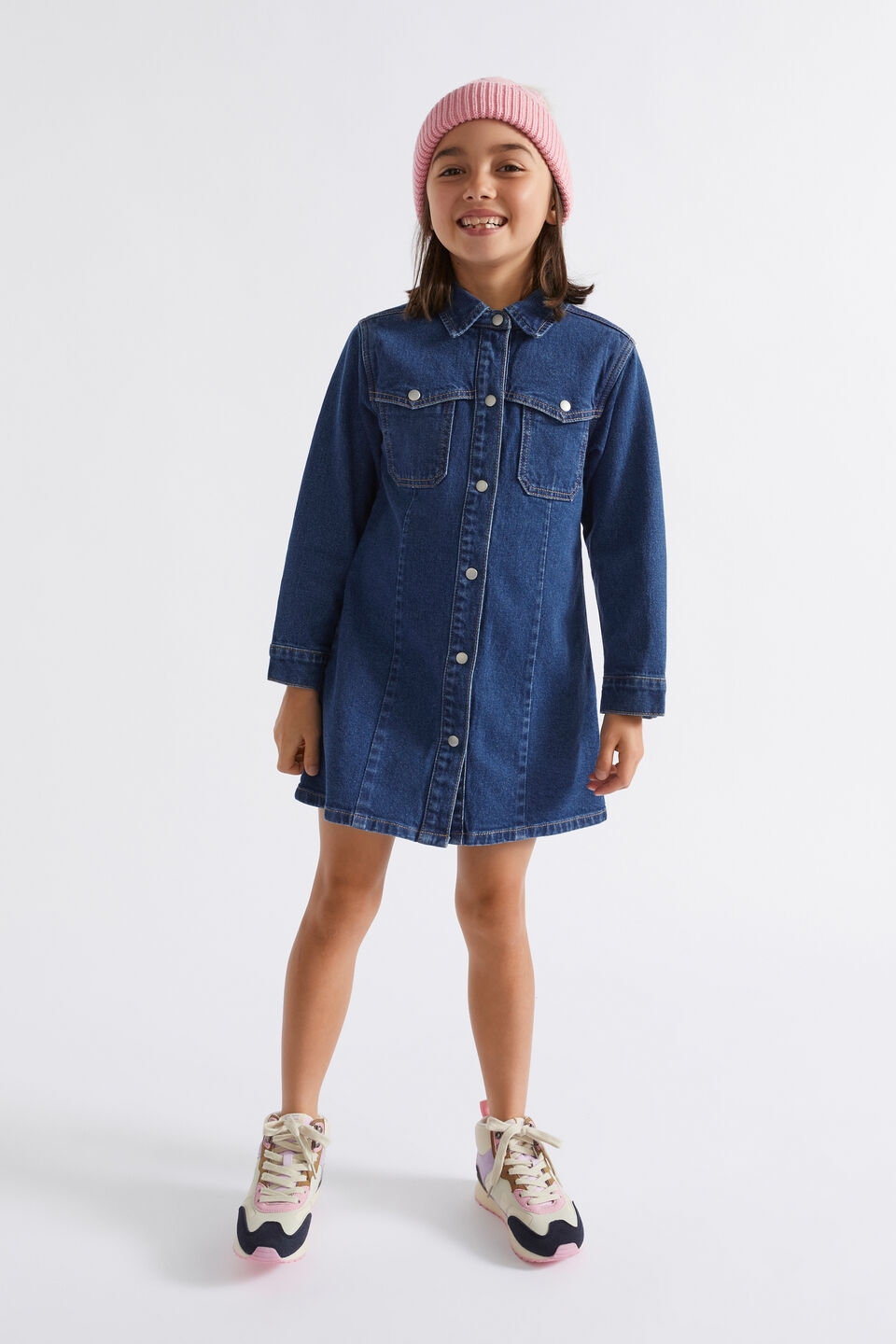 Collared Denim Dress  Indigo
