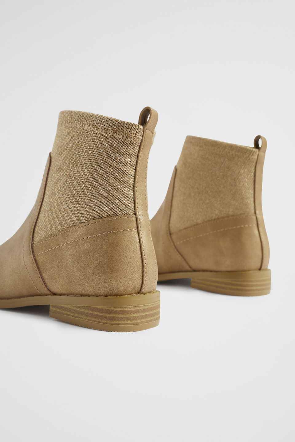 Glitter Sock Boot  Cappuccino