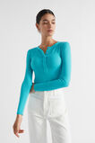 Core Rib Henley Top  Peacock Blue  hi-res