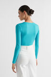 Core Rib Henley Top  Peacock Blue  hi-res