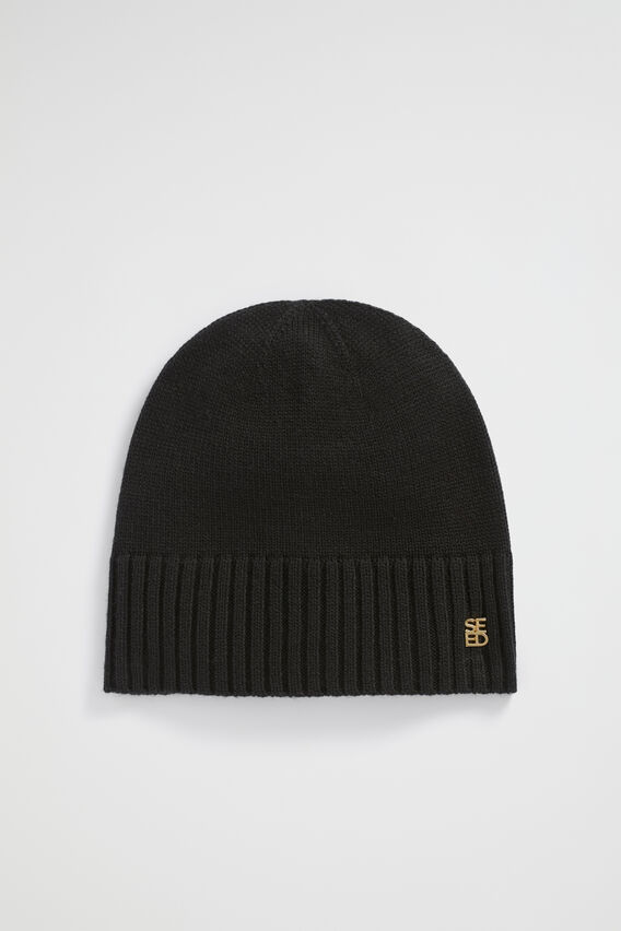 Logo Detail Wool Beanie  Black  hi-res