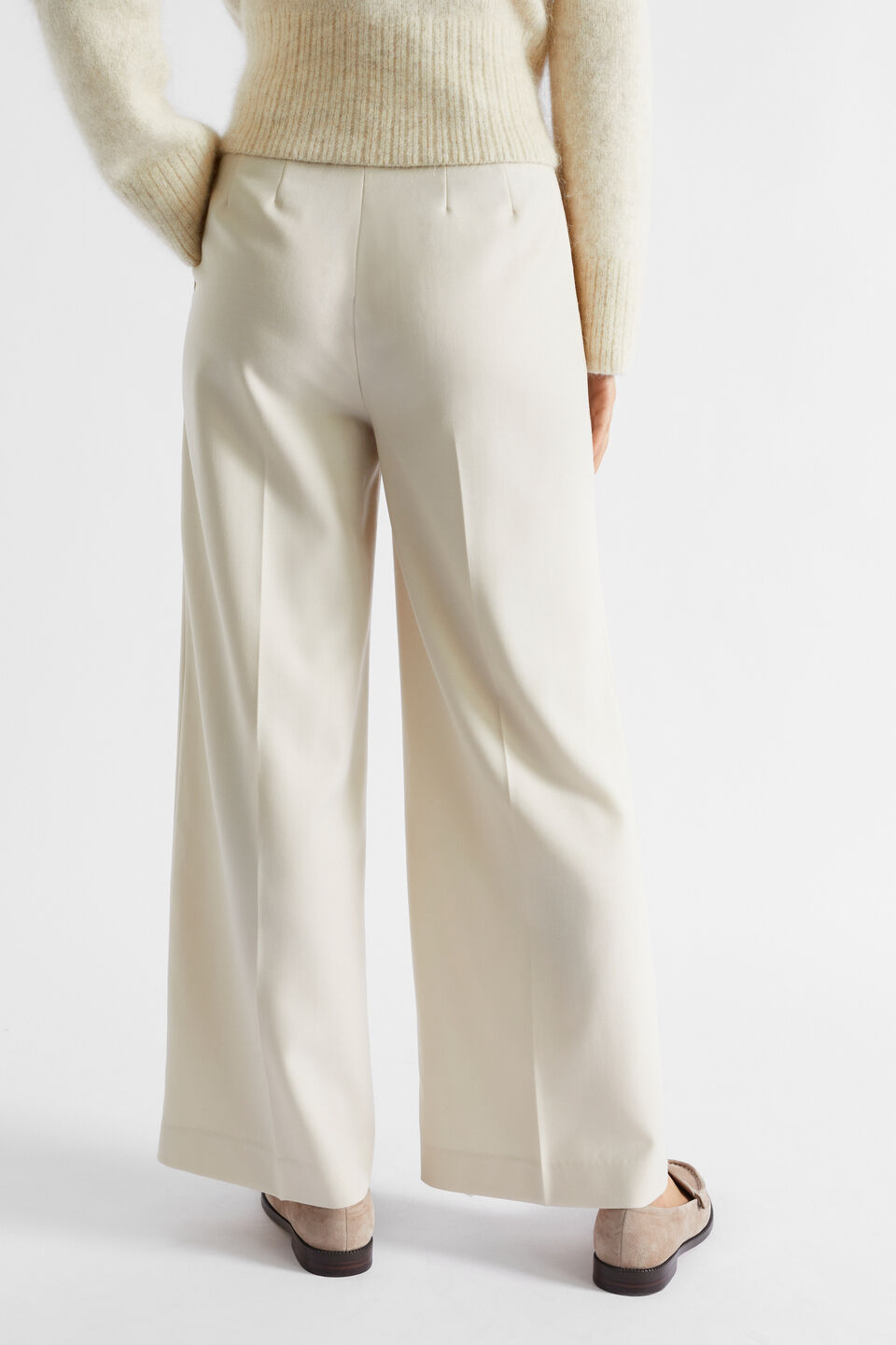 Wool Blend Belt Pant  Vanilla Cream
