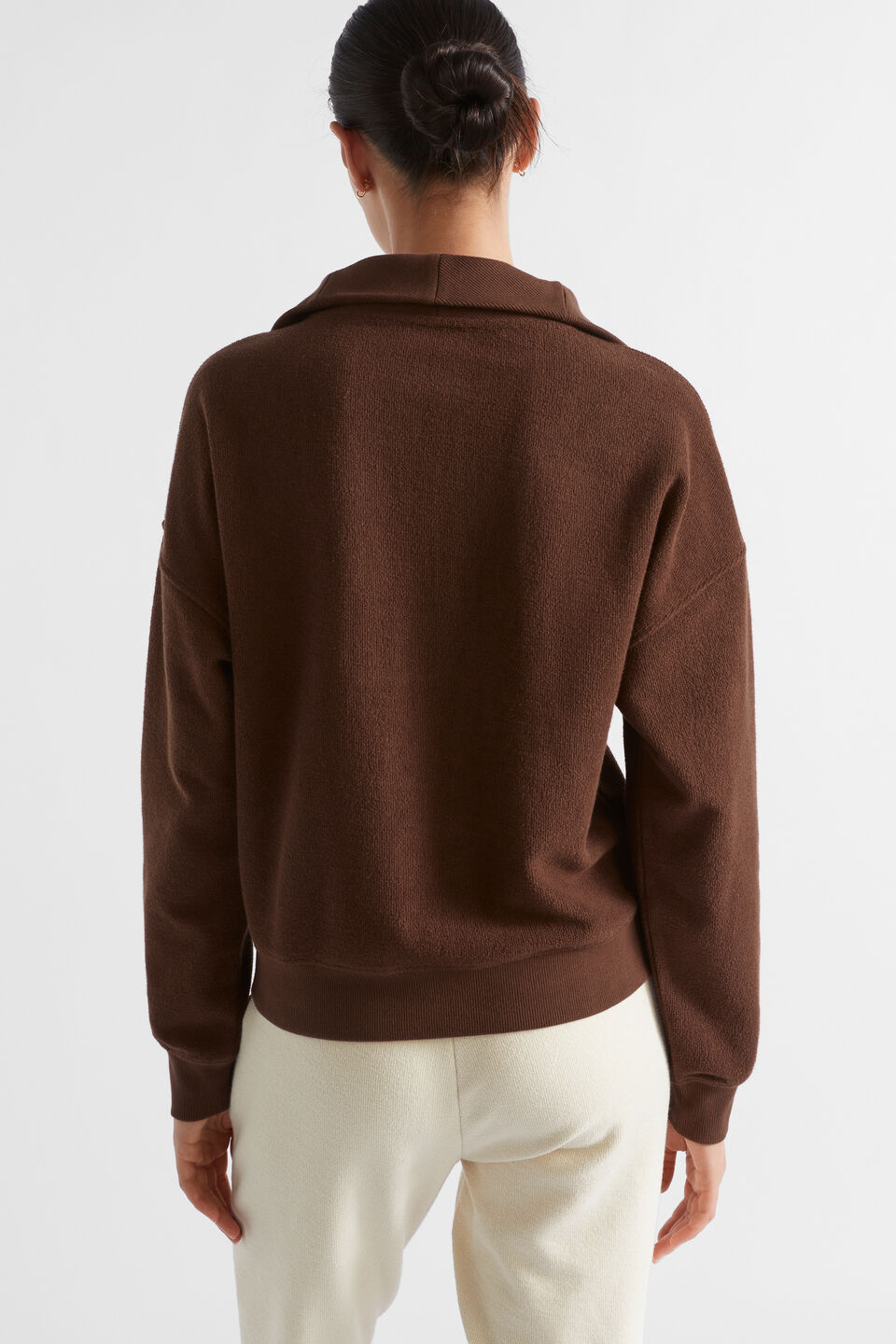 Reverse Terry Zip Thru Sweat  Hot Chocolate