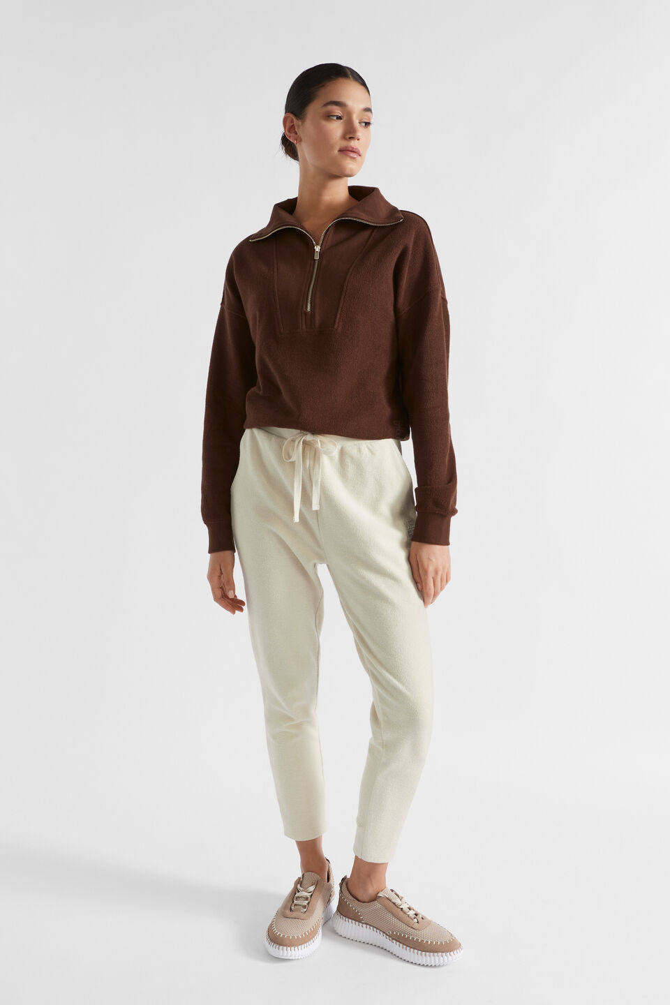 Reverse Terry Zip Thru Sweat  Hot Chocolate