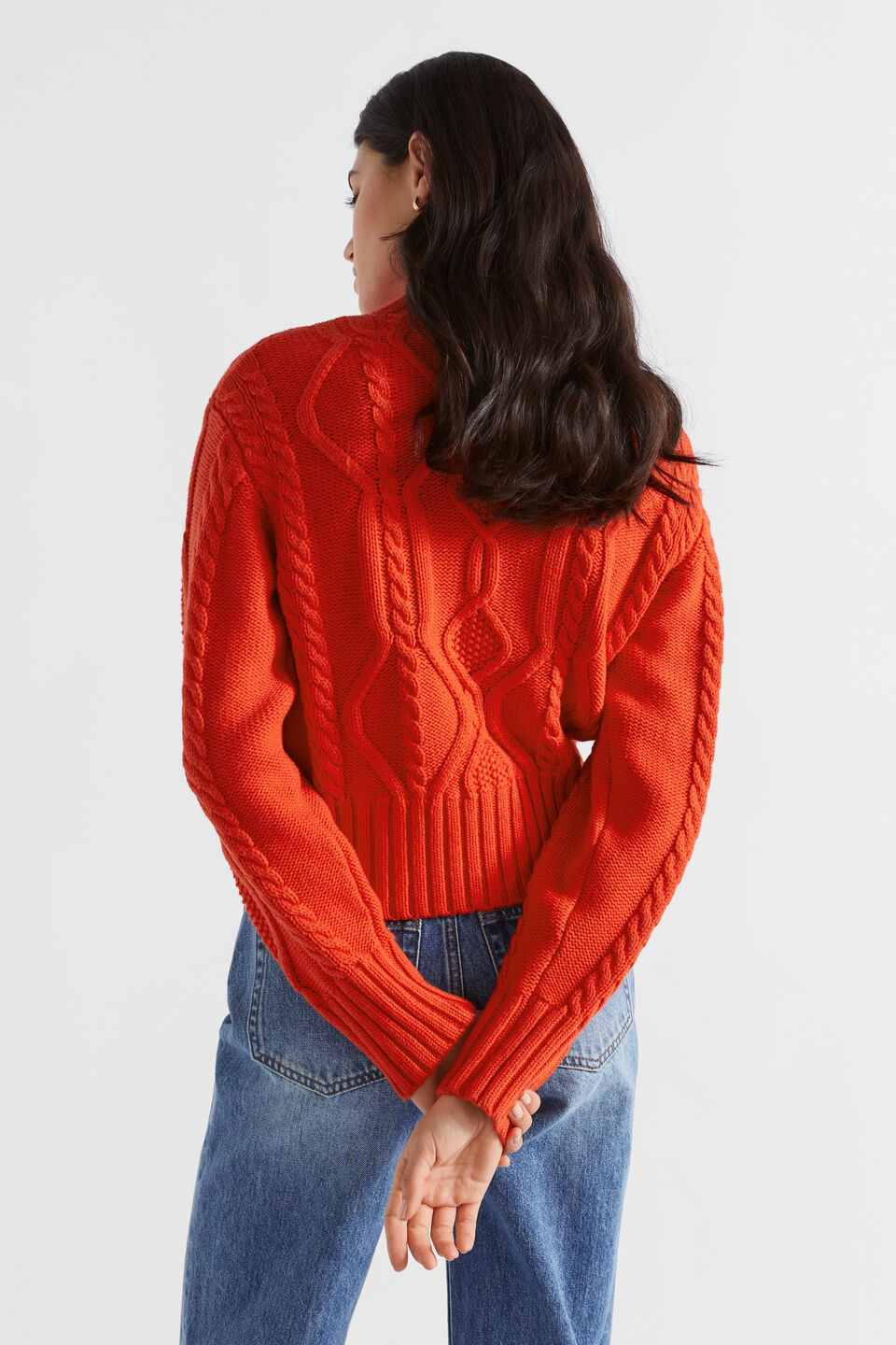 Cotton Blend Cable Knit  Chilli
