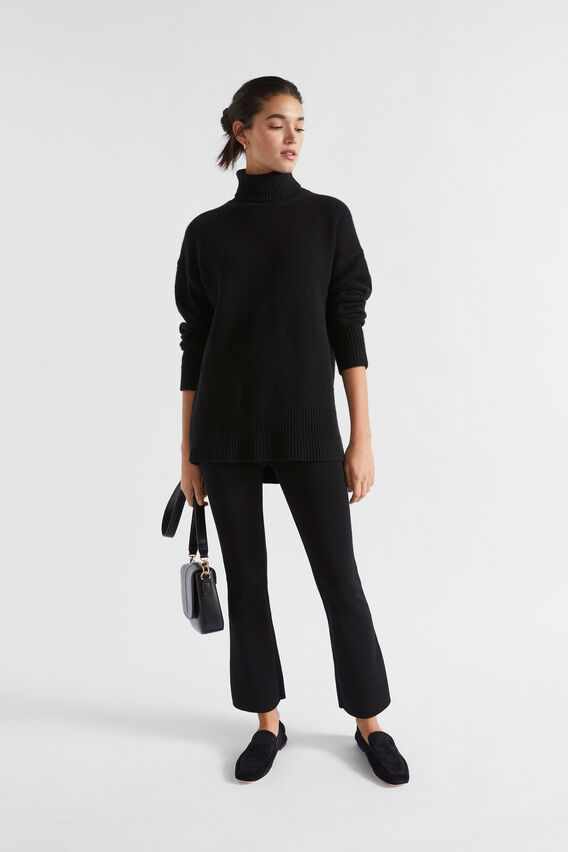 Crepe Knit Kick Flare Pant  Black  hi-res