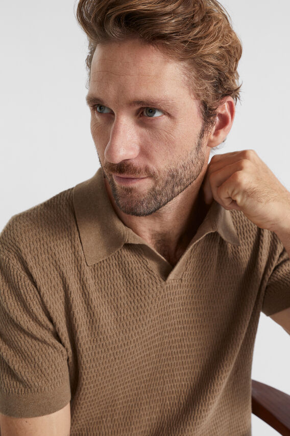 Knitted Trophy Polo  Mocha  hi-res