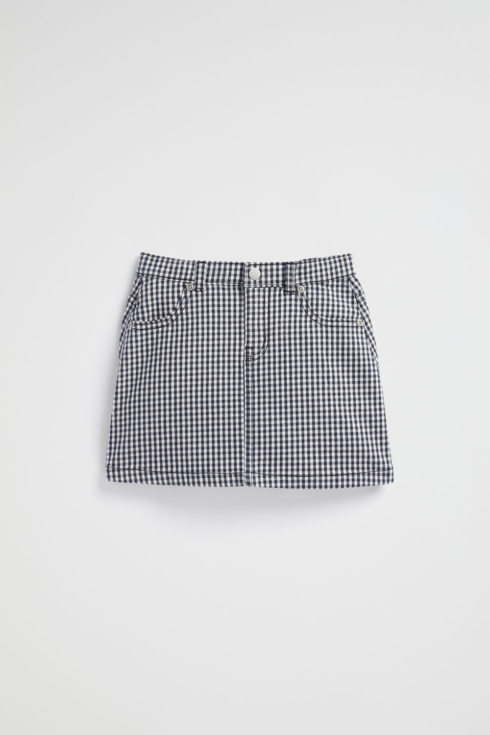 Gingham Denim Skirt  Midnight Gingham