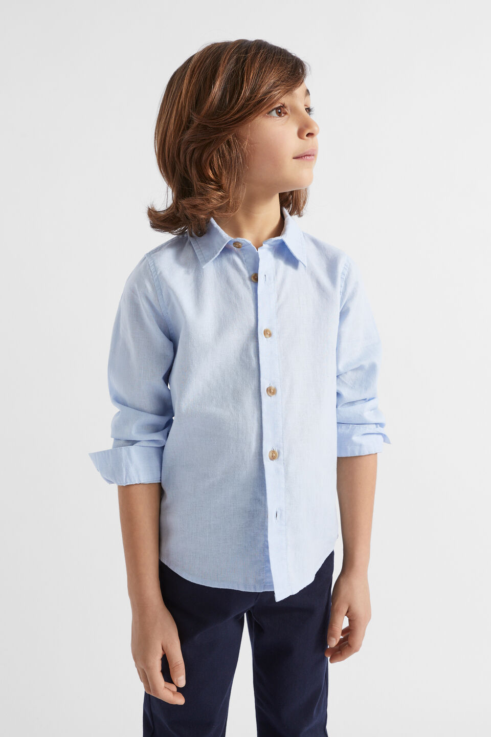 Core Linen Shirt  Powder Blue