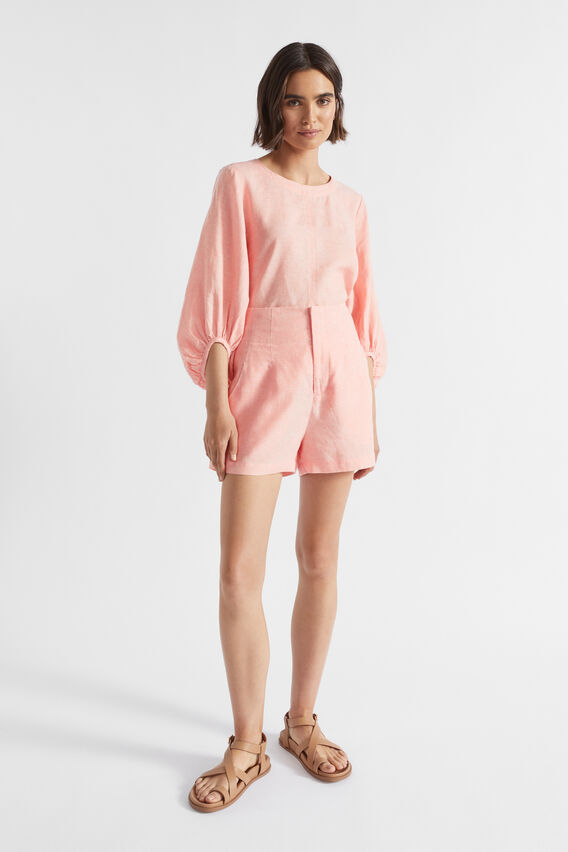 Core Linen Waisted Short  Tulip Pink Crossdye  hi-res