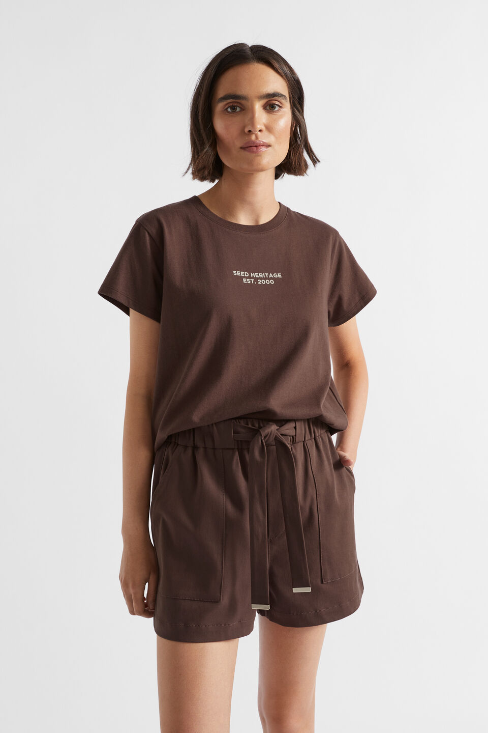 Logo Printed Crew Tee  Deep Raisin