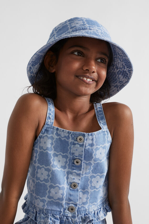 Daisy Check Bucket Hat  Clean Blue Wash  hi-res