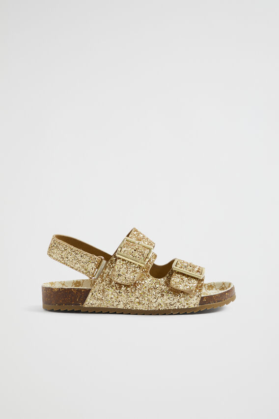 Glitter Double Buckle Slide  Gold  hi-res