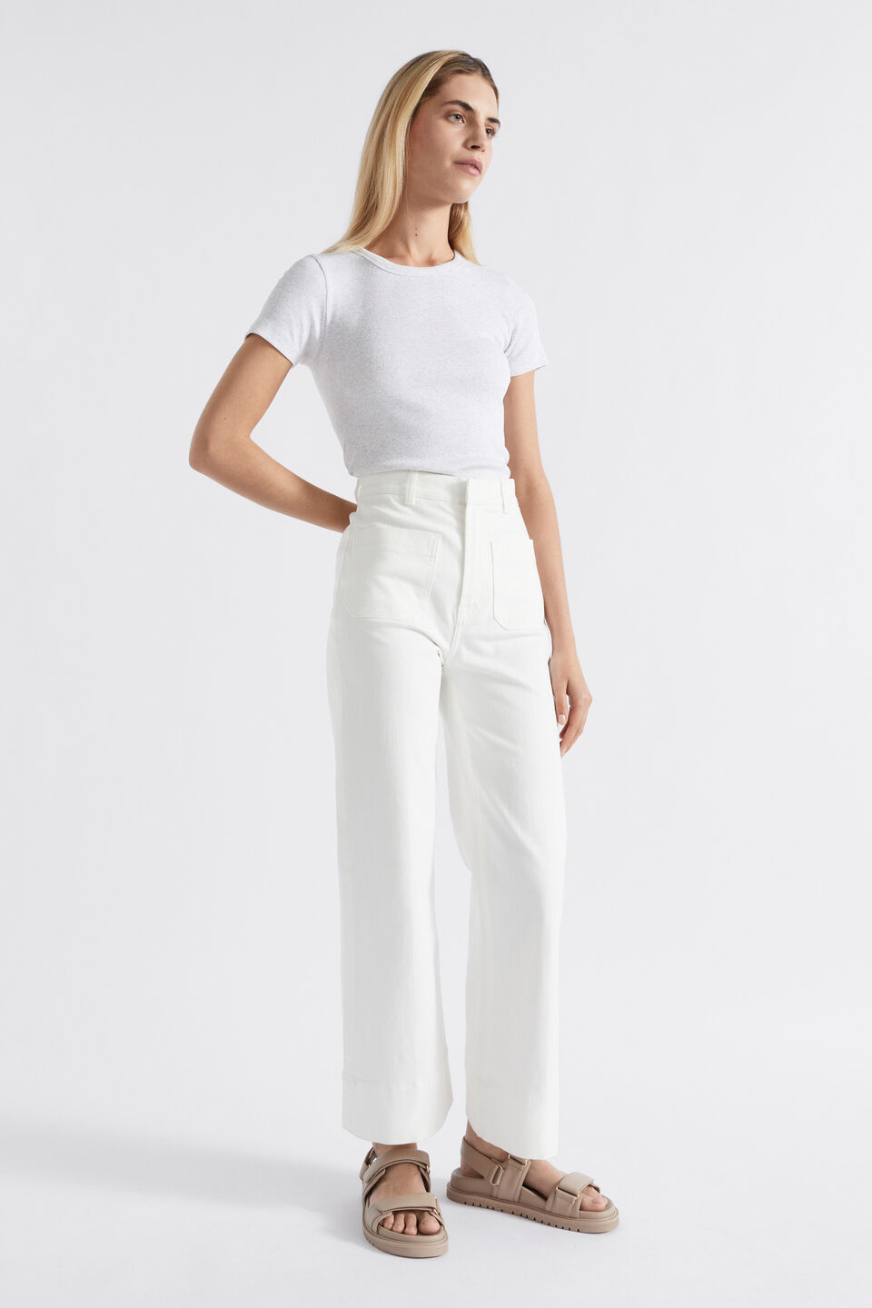 Core Rib Tee  Light Grey Marle