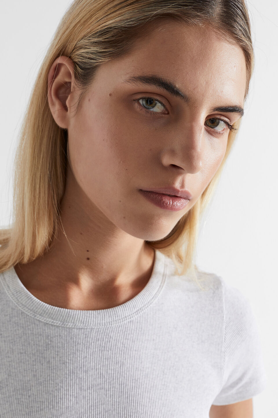 Core Rib Tee  Light Grey Marle