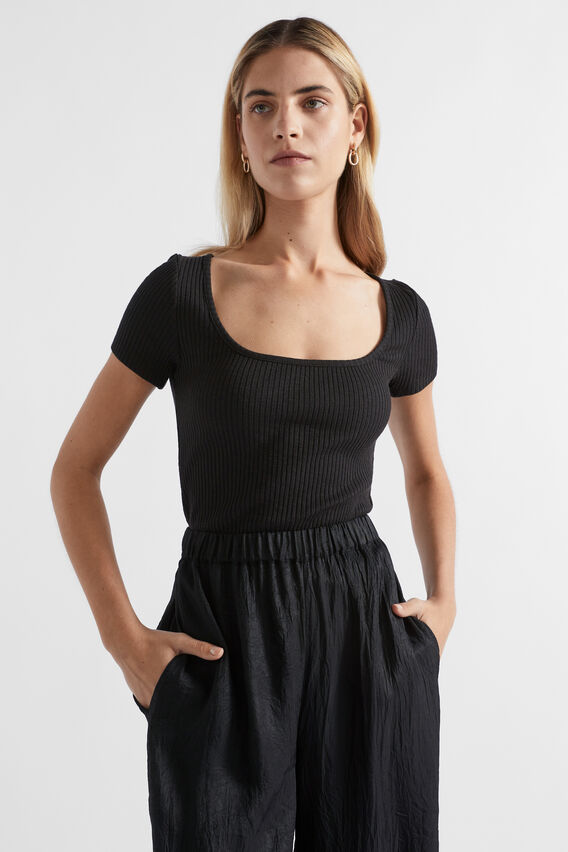 Ribbed Neat Tee  Black  hi-res