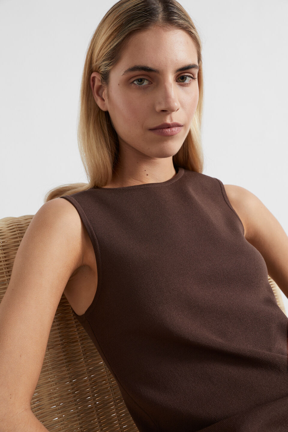 Crepe Knit Shift Dress  Deep Raisin