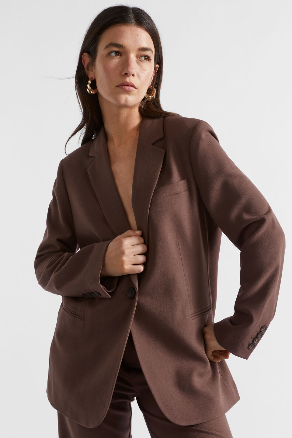Relaxed Boyfriend Blazer  Deep Raisin